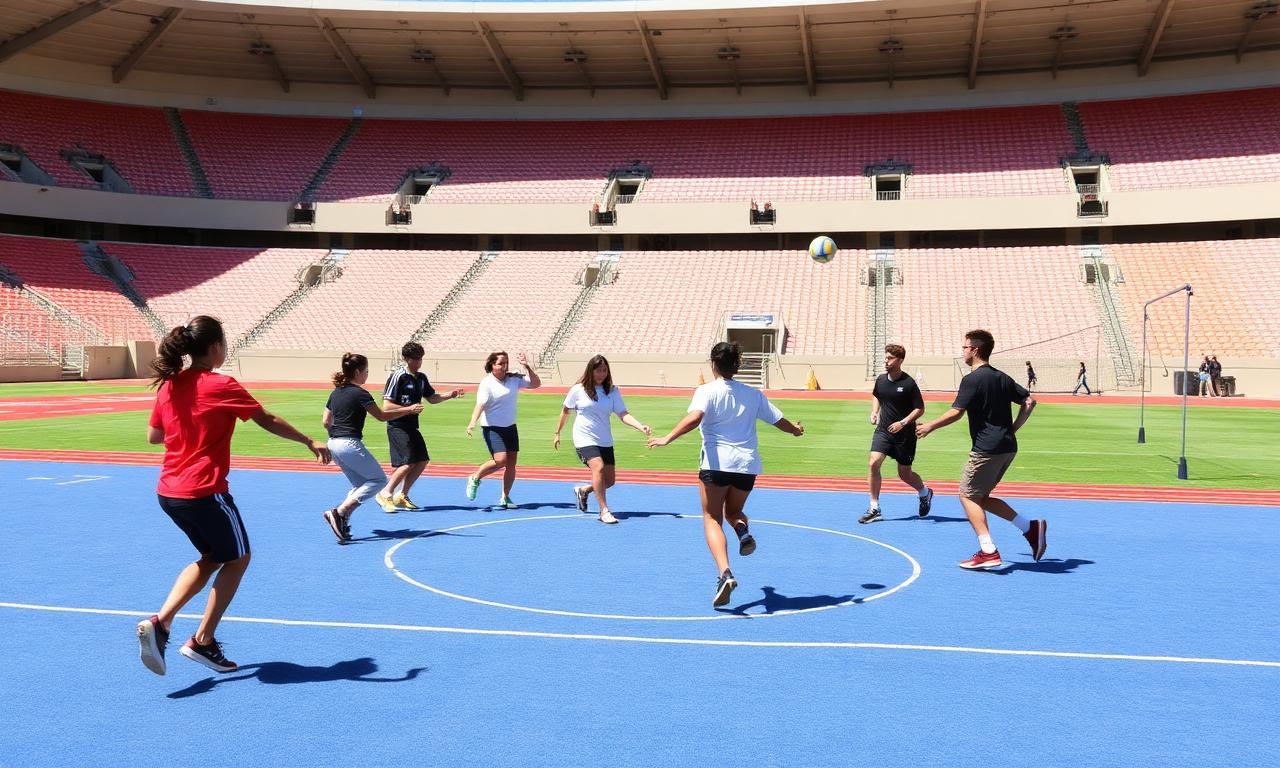 Schüler:innen beim Sportfest im Walter Mundorf Stadion